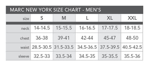 marc new york men|marc new york size chart.